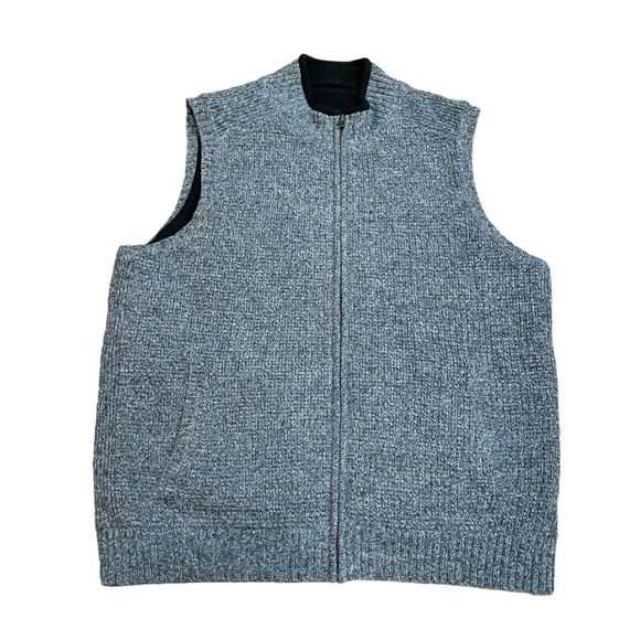 Pendleton Shetland Wool Reversible Fleece Lined Sweater Vest Mens Size L Zip Up